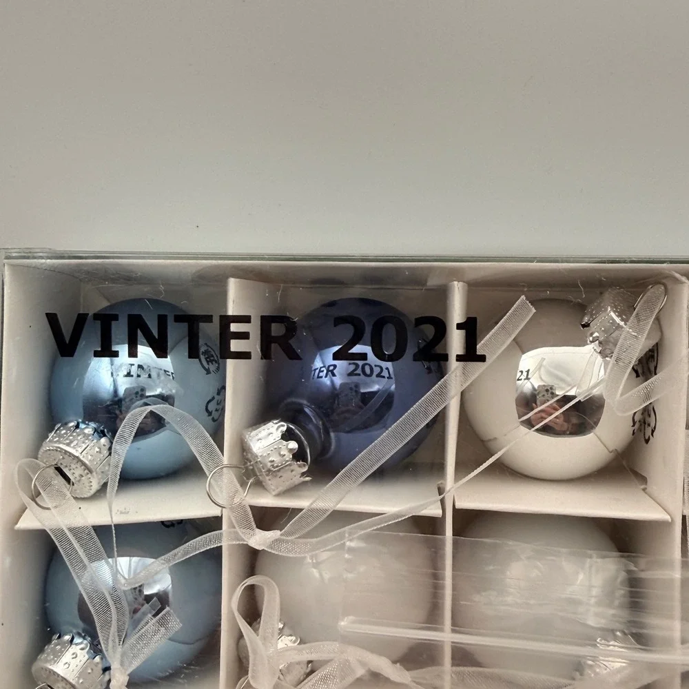 IKEA Vinter 2021 Blue White Silver Glass Christmas Ornaments Set of 20